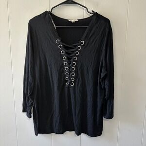 Loralette Womens Black Top lace front Size XL